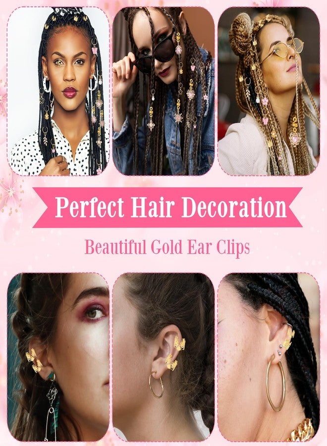 Nogeqi 36 Pcs Pink Crystal Hair Charms for Braids, Butterfly Hair Clips for Women,Pearl Rings for Braids Accessories,Multi Style Loc Jewelry for Women Fashion Styling - Image 5